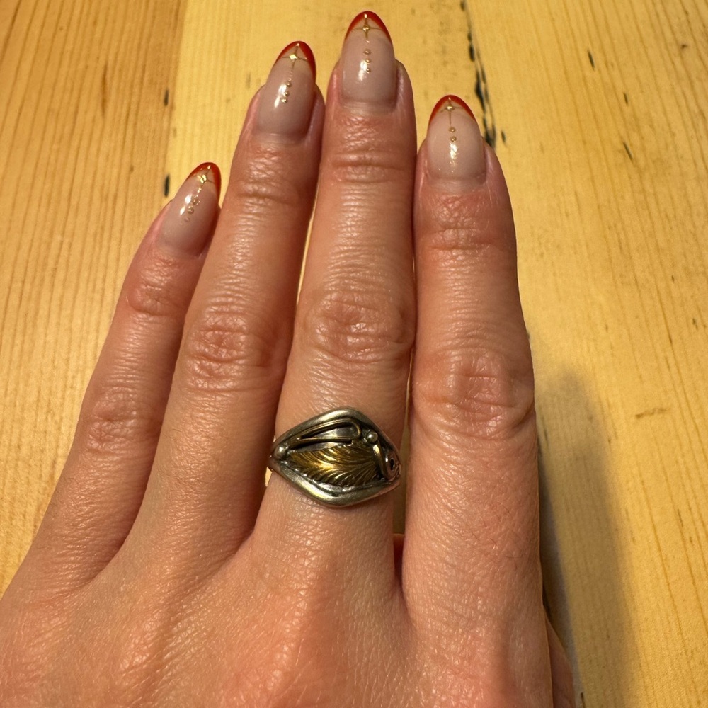 Sterling Silver Gold Plated Leaf Ring - image 3